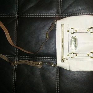 White leather designer purse